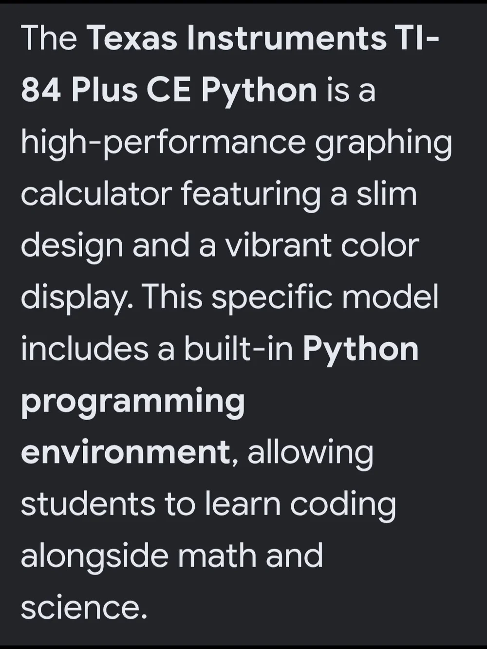 Texas Instruments TI-84 Plus CE Python Graphing Calculator - Black